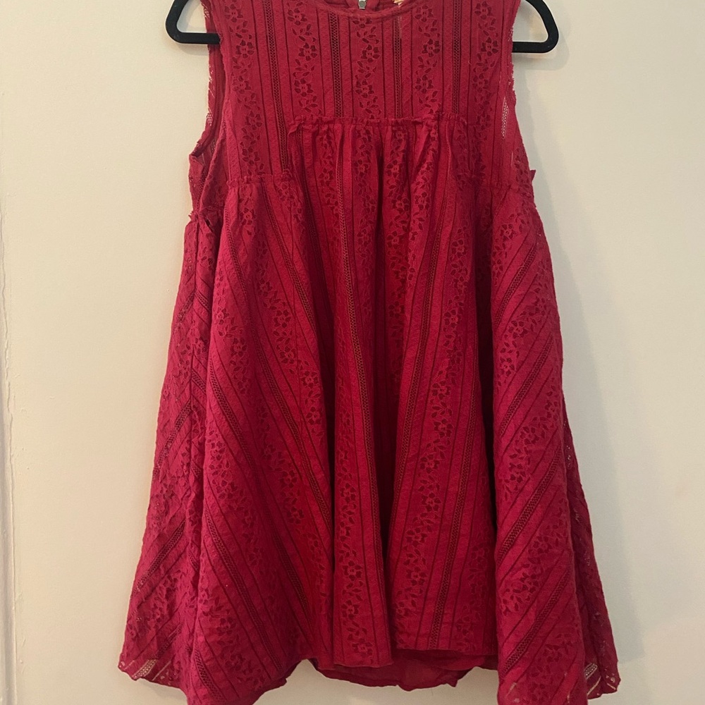 Free People Boho Redish Pink Lace Dress